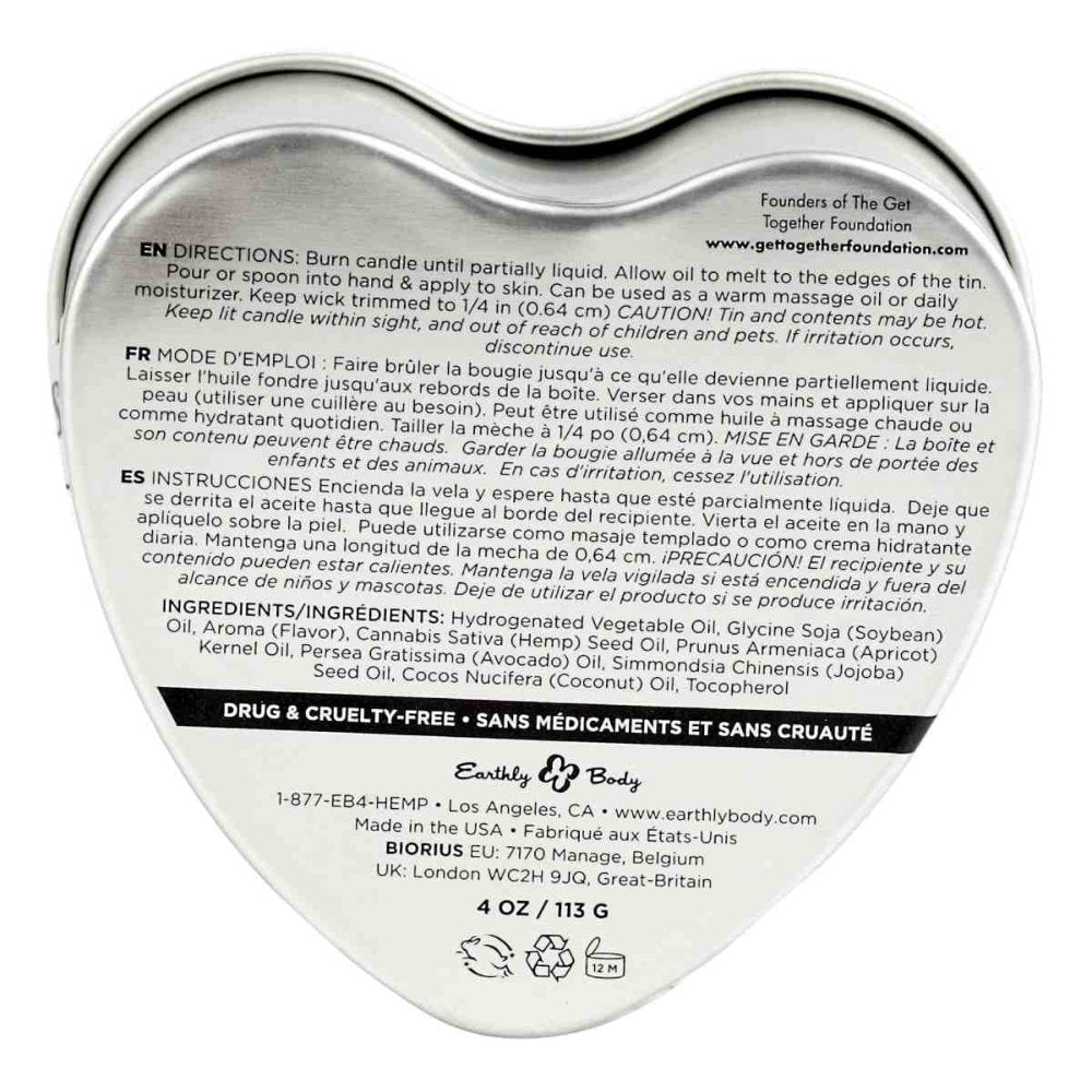 Earthly Body Heart 3-in-1 essbare Massagekerze 113 g