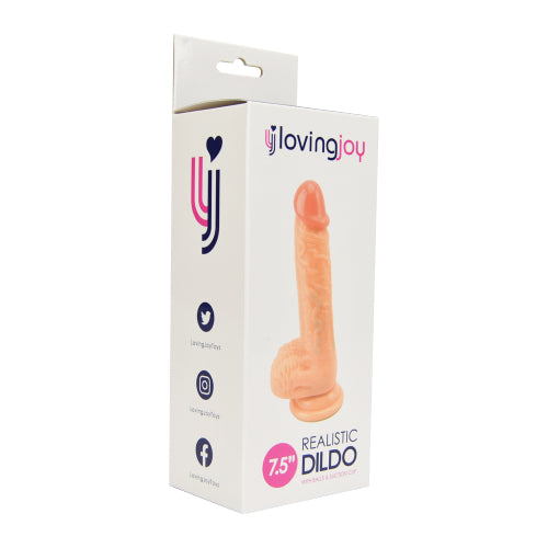 Loving Joy Realistischer Dildo mit Hoden und Saugnapf, 19,1 cm