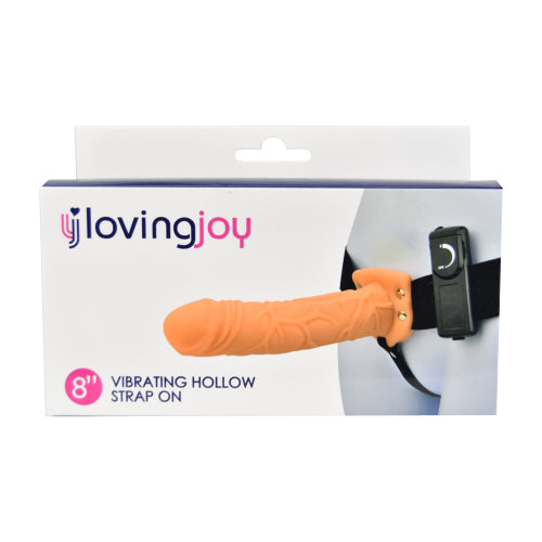 Loving Joy Vibrations-Hohl-Strap-On mit Geschirr, Vanille (Modell mit nomineller Größe 20,32 cm)