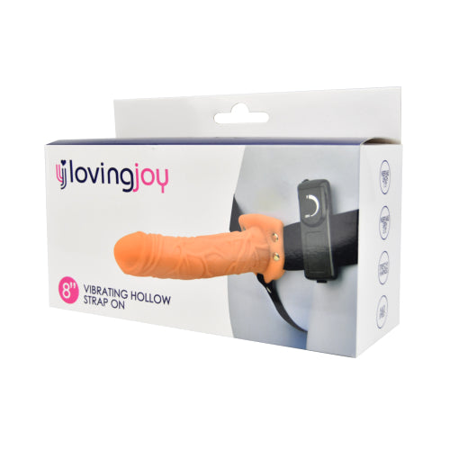 Loving Joy Vibrations-Hohl-Strap-On mit Geschirr, Vanille (Modell mit nomineller Größe 20,32 cm)