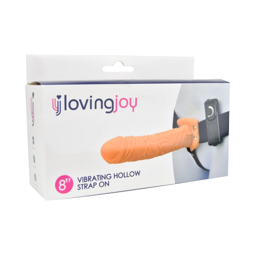 Loving Joy Vibrations-Hohl-Strap-On mit Geschirr, Vanille (Modell mit nomineller Größe 20,32 cm)