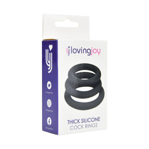 Loving Joy Dicke Silikon-Penisringe, 3er-Pack, Grau