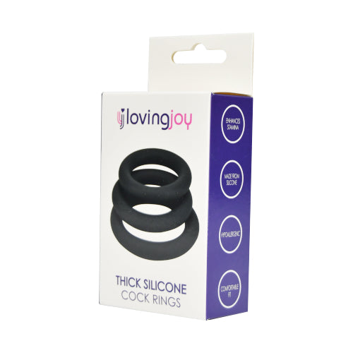Loving Joy Dicke Silikon-Penisringe, 3er-Pack, Grau