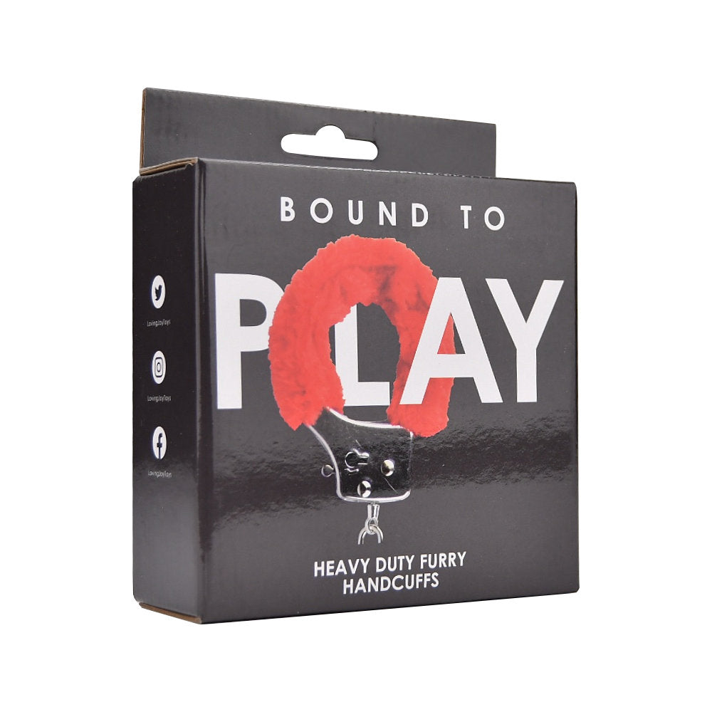 Bound to Play Hochbelastbare Handschellen mit Fellbesatz, rot