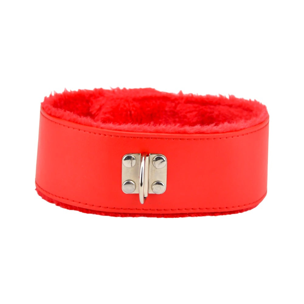 Bound to Please – Plüschhalsband mit Leine, rot