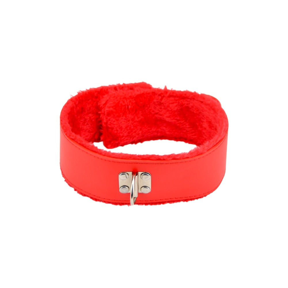 Bound to Please – Plüschhalsband mit Leine, rot