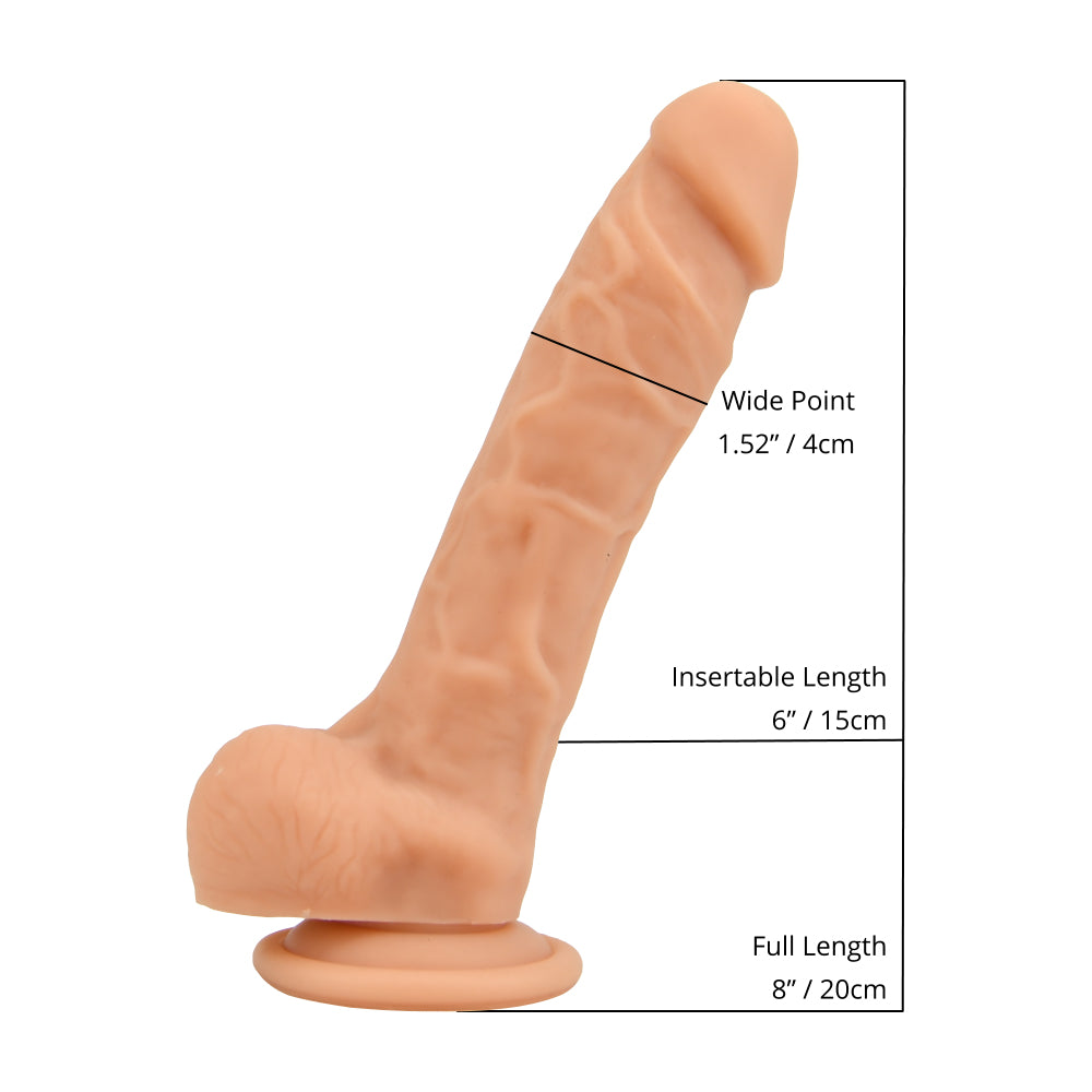 Loving Joy Dildo in realistischer Form aus Silikon mit Saugnapf und Hoden, Vanille (Modell mit nomineller Größe 20,32 cm)