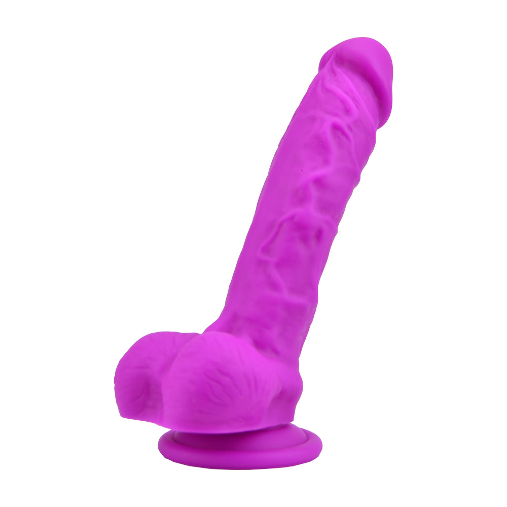 Loving Joy Dildo in realistischer Form aus Silikon mit Saugnapf und Hoden, lila (Modell mit nomineller Größe 20,32 cm)