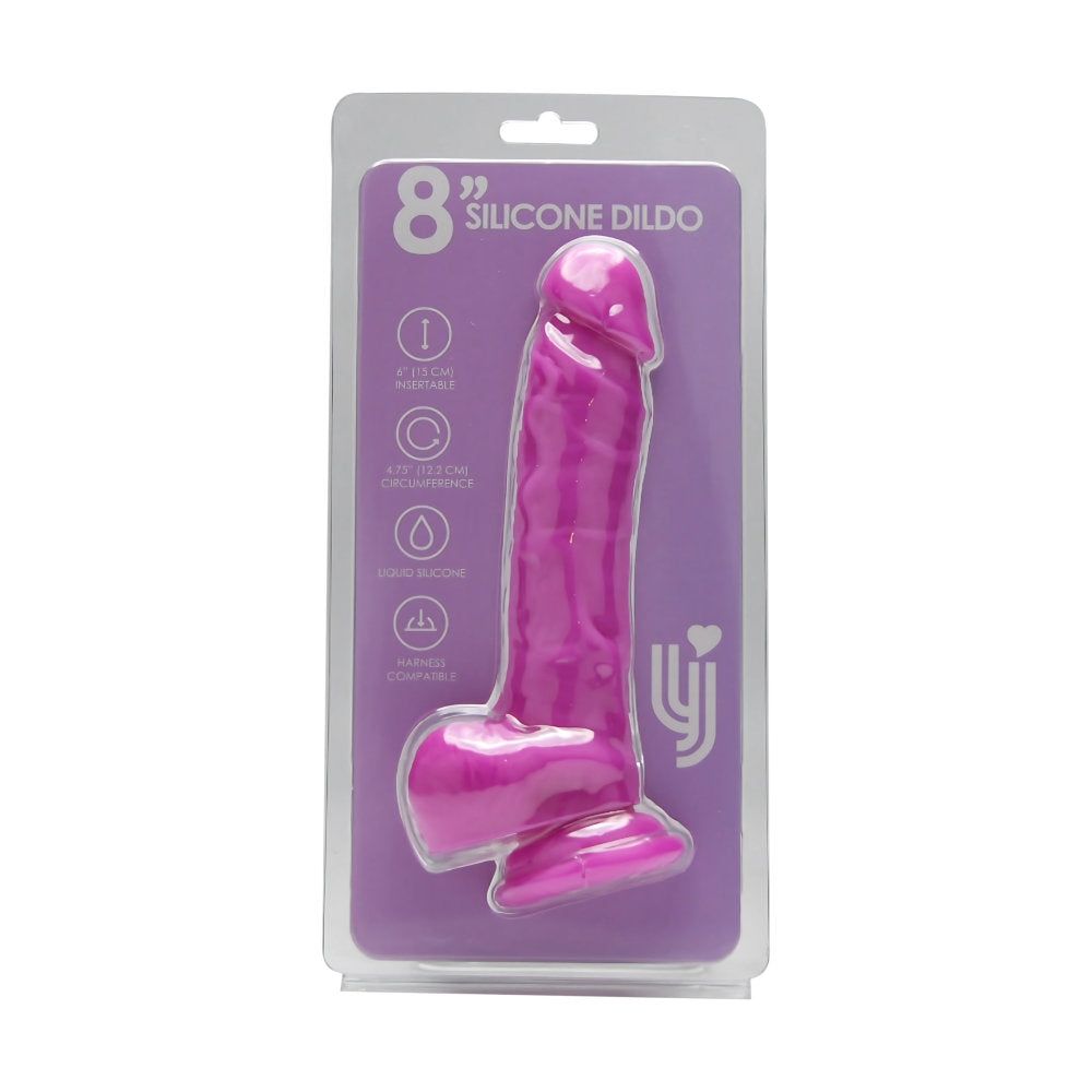 Loving Joy Dildo in realistischer Form aus Silikon mit Saugnapf und Hoden, lila (Modell mit nomineller Größe 20,32 cm)