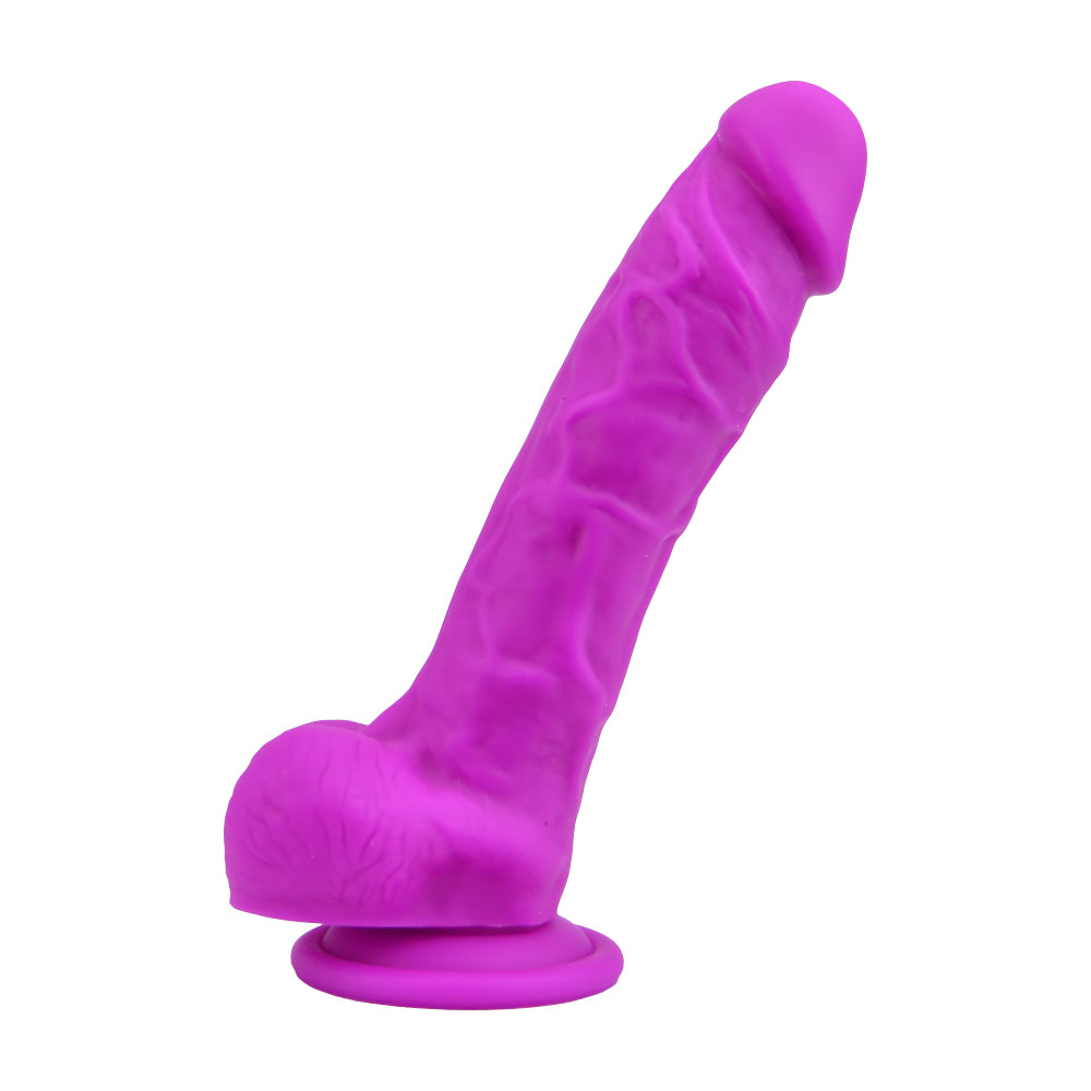 Loving Joy Dildo in realistischer Form aus Silikon mit Saugnapf und Hoden, lila (Modell mit nomineller Größe 20,32 cm)