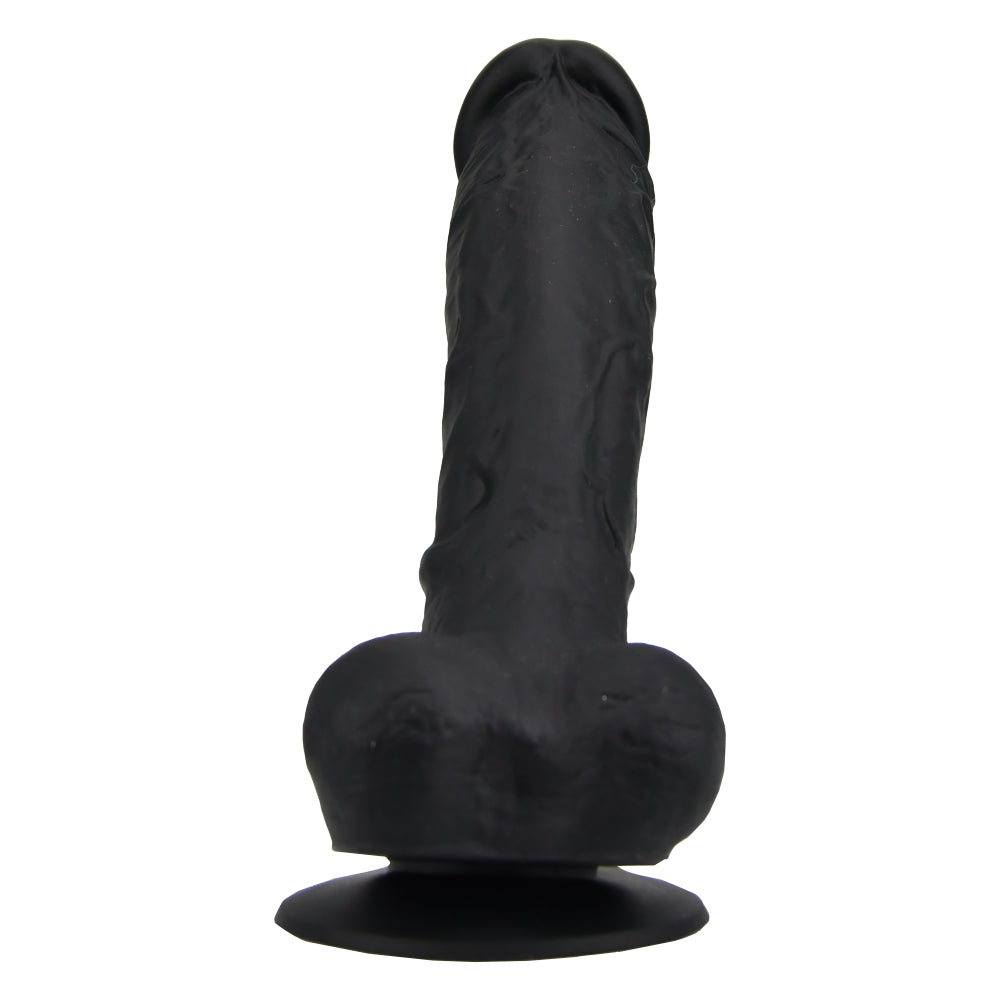 Loving Joy 23-cm-Dildo in realistischer Form aus Silikon mit Saugnapf und Hoden, schwarz