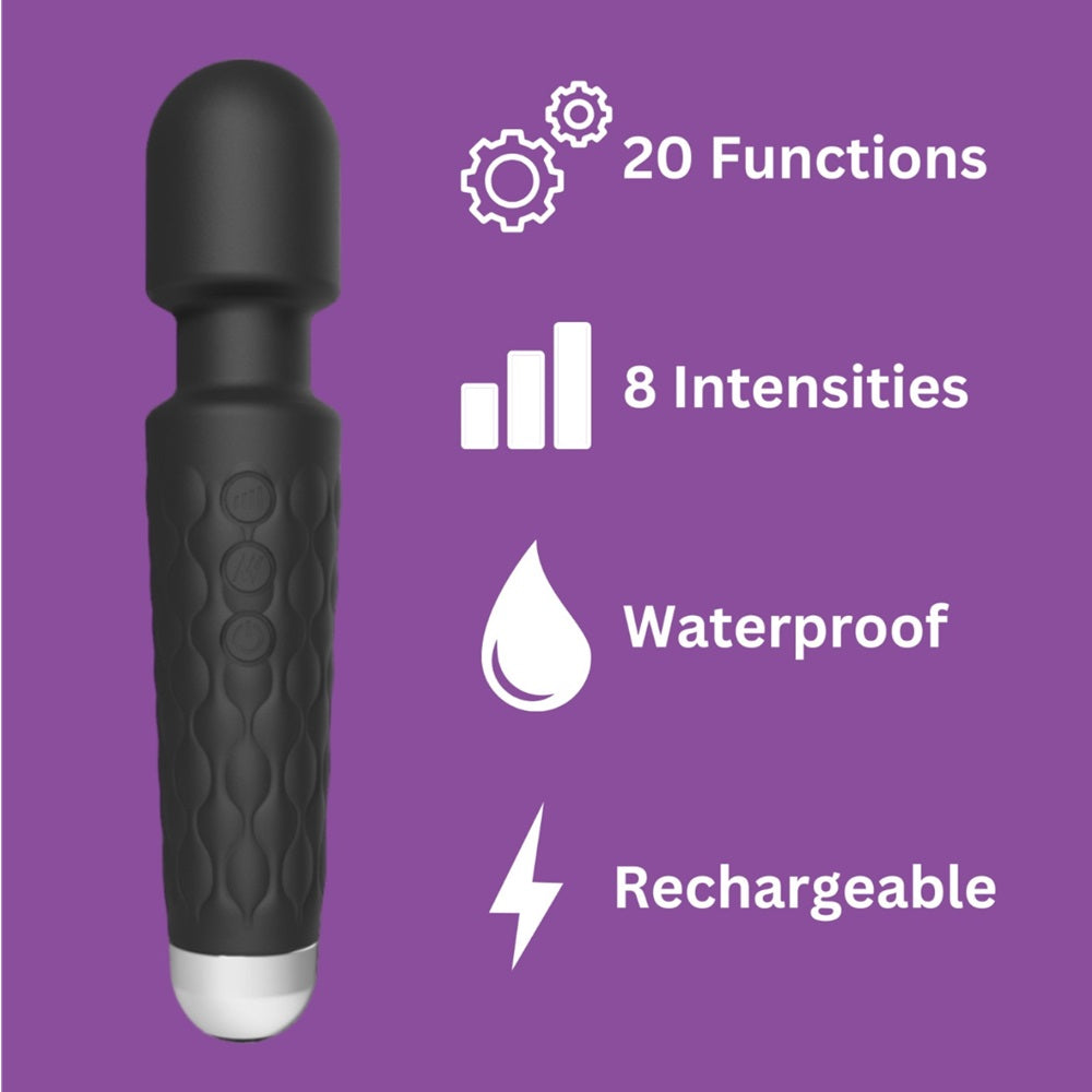 Loving Joy 20-Funktionen-Stabvibrator, schwarz