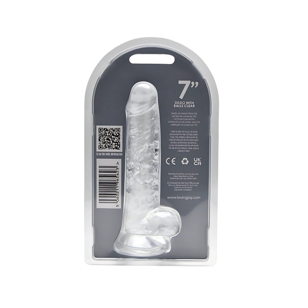 Loving Joy 19-cm-Dildo mit Hoden, transparent