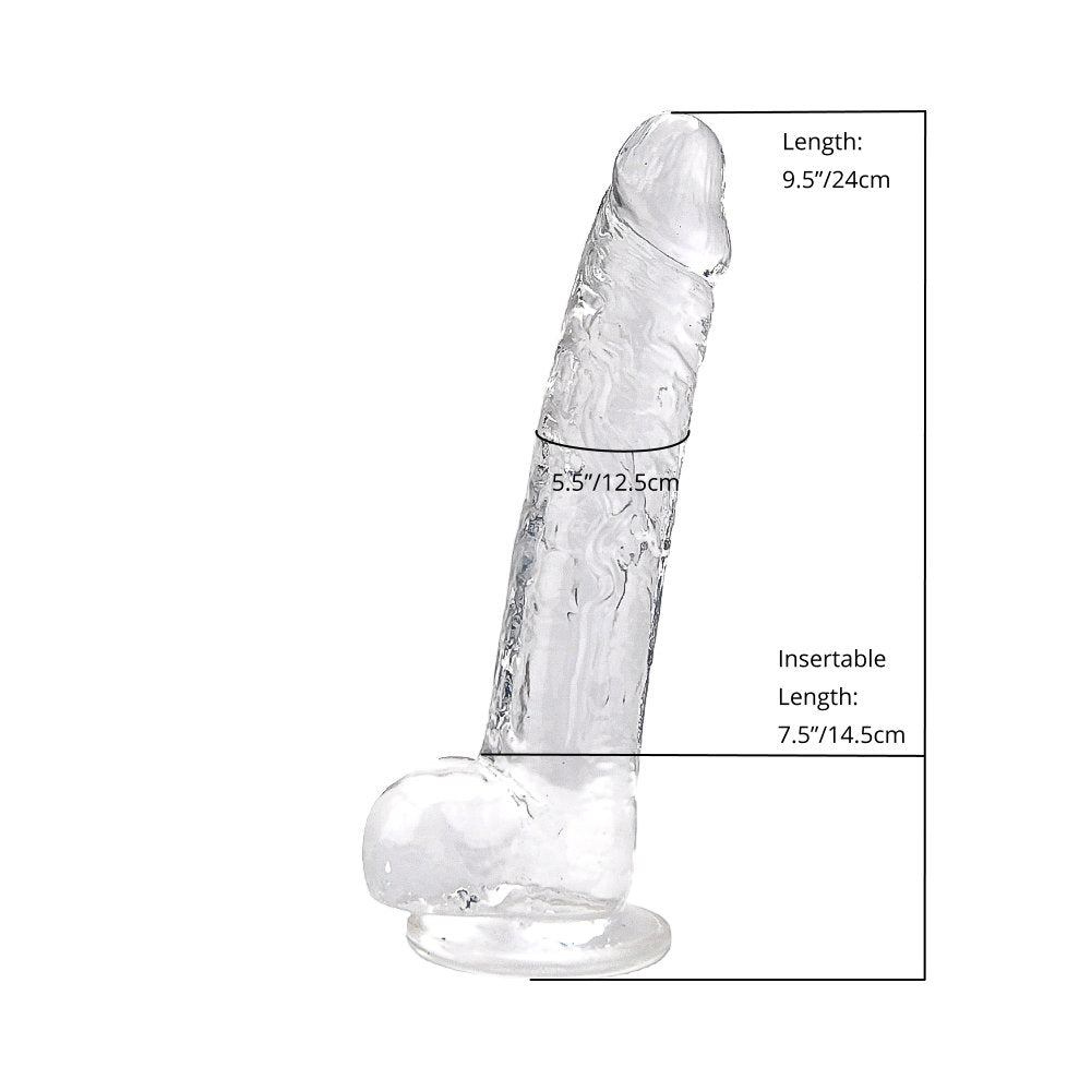 Loving Joy 24-cm-Dildo mit Hoden, transparent