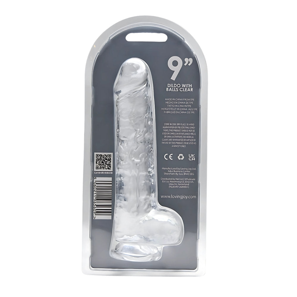 Loving Joy 24-cm-Dildo mit Hoden, transparent