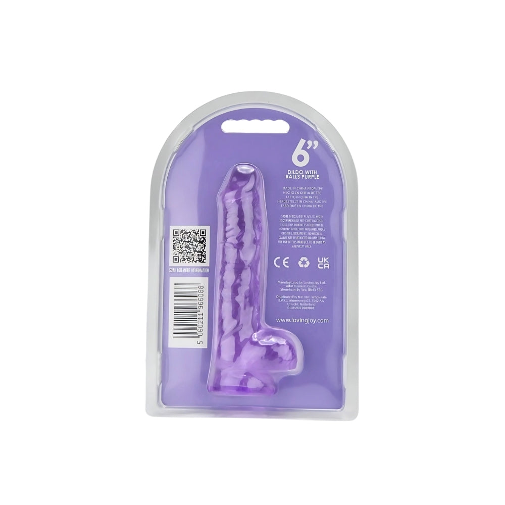 Loving Joy 16,5-cm-Dildo mit Hoden, lila