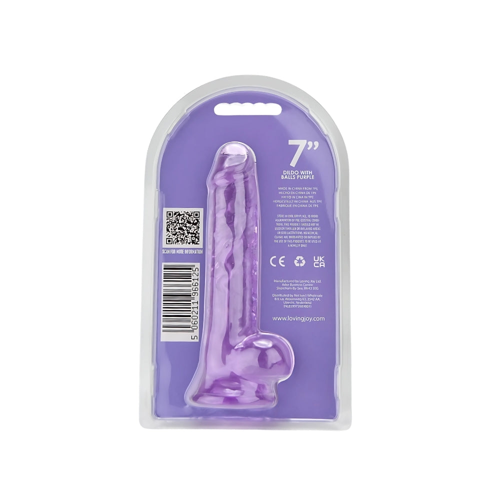 Loving Joy 19-cm-Dildo mit Hoden, lila