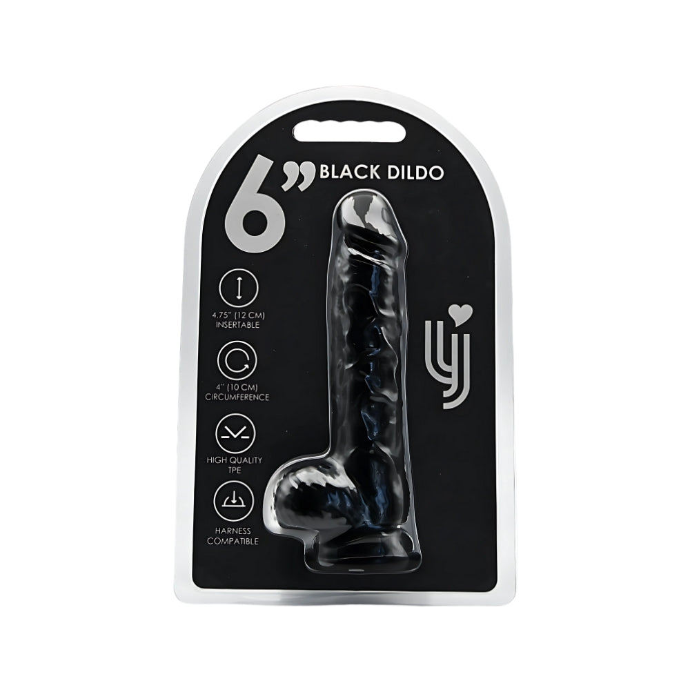 Loving Joy 16,5-cm-Dildo mit Hoden, schwarz