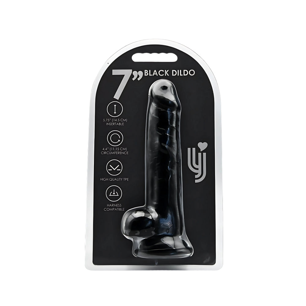 Loving Joy 19-cm-Dildo mit Hoden, schwarz