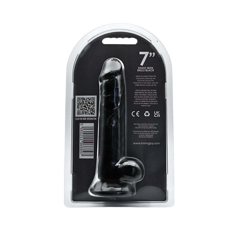 Loving Joy 19-cm-Dildo mit Hoden, schwarz