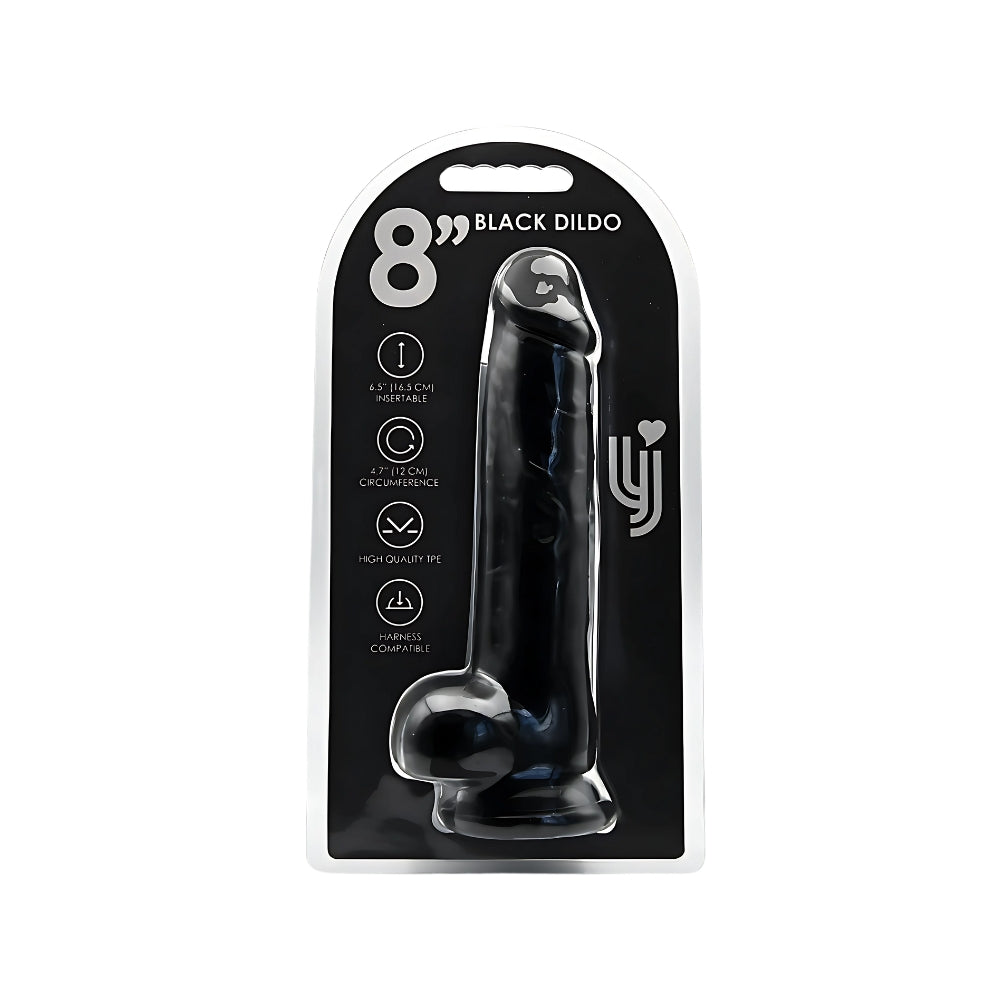 Loving Joy 21,5-cm-Dildo mit Hoden, schwarz