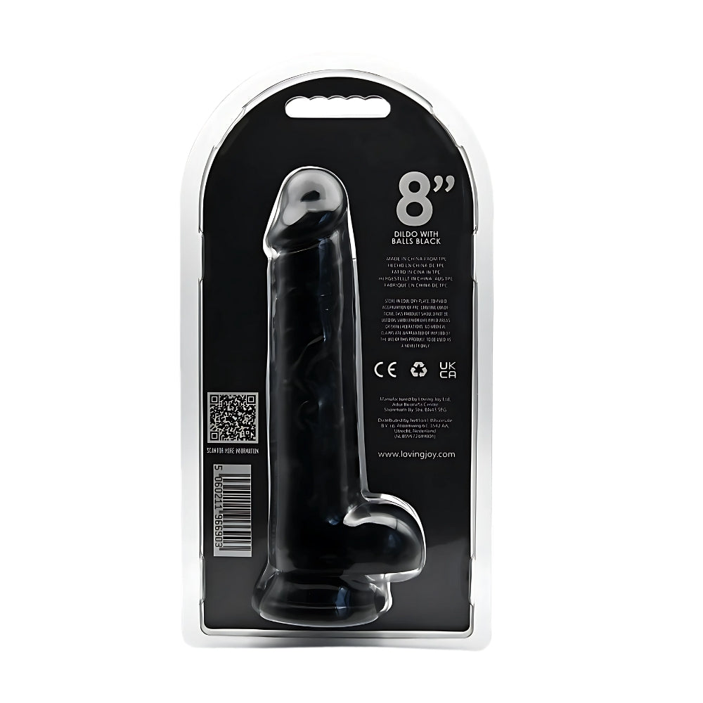 Loving Joy 21,5-cm-Dildo mit Hoden, schwarz