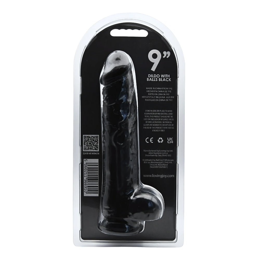 Loving Joy 24-cm-Dildo mit Hoden, schwarz