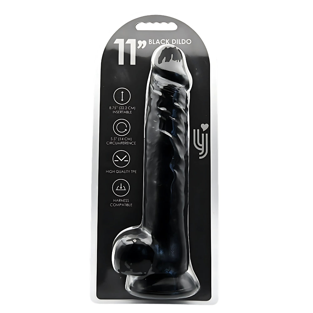 Loving Joy 28-cm-Dildo mit Hoden, schwarz