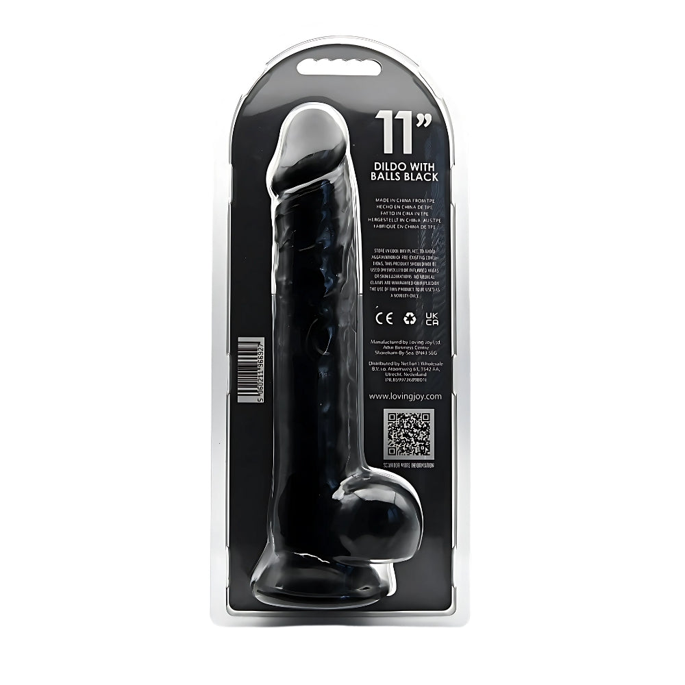 Loving Joy 28-cm-Dildo mit Hoden, schwarz