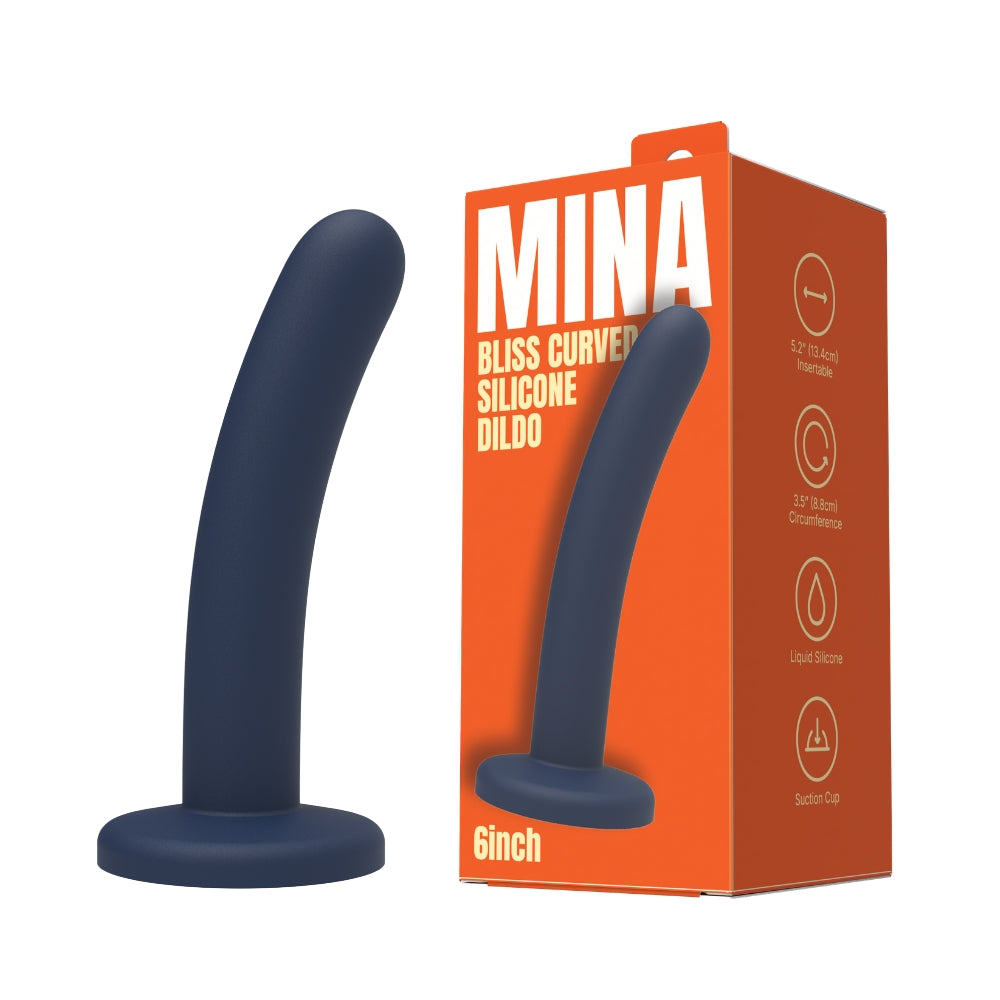 Mina Bliss gebogener Silikondildo mit Saugnapf, 15,8 cm