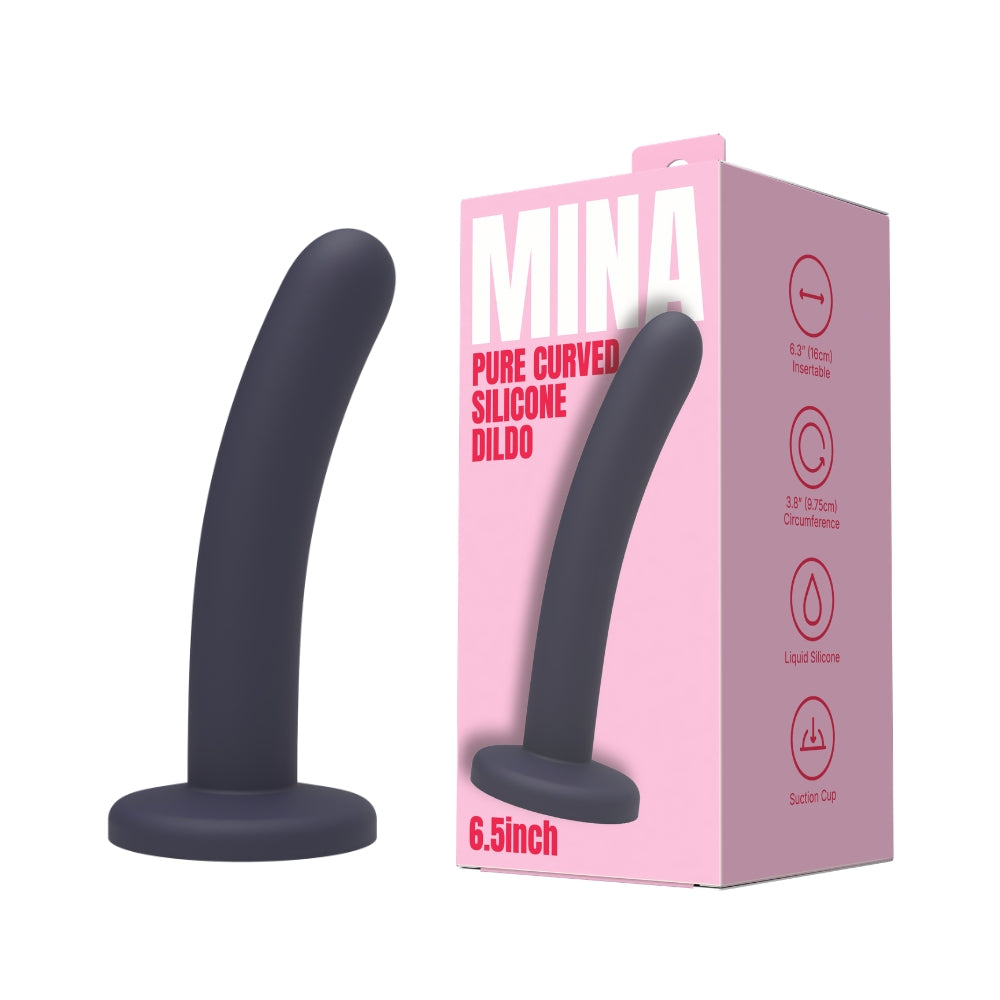 Mina Pure gebogener Silikondildo mit Saugnapf, 17 cm