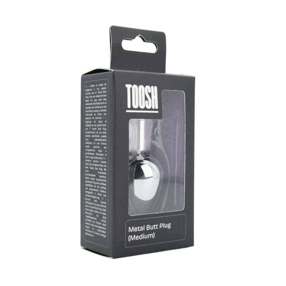 Toosh – Silberfarbener Metall-Analplug mit klarem Stein, mittelgroß