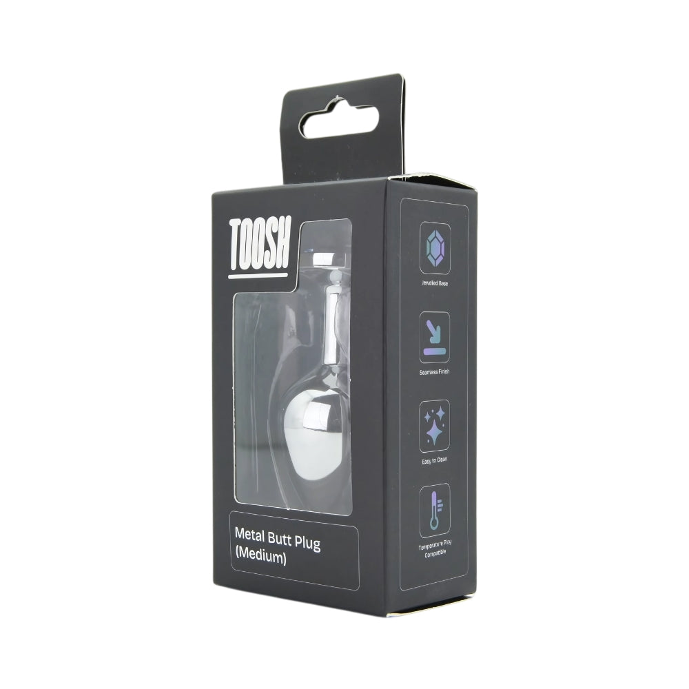 Toosh – Silberfarbener Metall-Analplug mit klarem Stein, mittelgroß