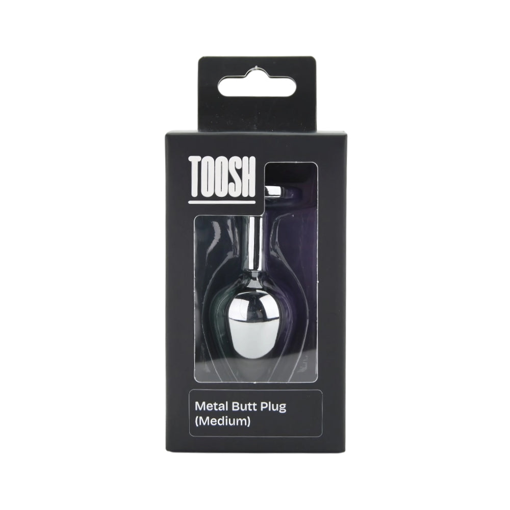 Toosh – Silberfarbener Metall-Analplug mit klarem Stein, mittelgroß