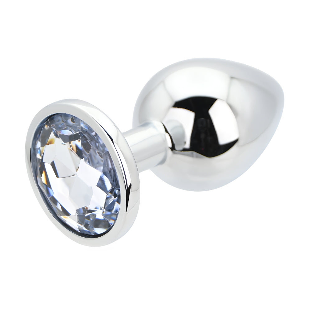 Toosh – Silberfarbener Metall-Analplug mit klarem Stein, groß