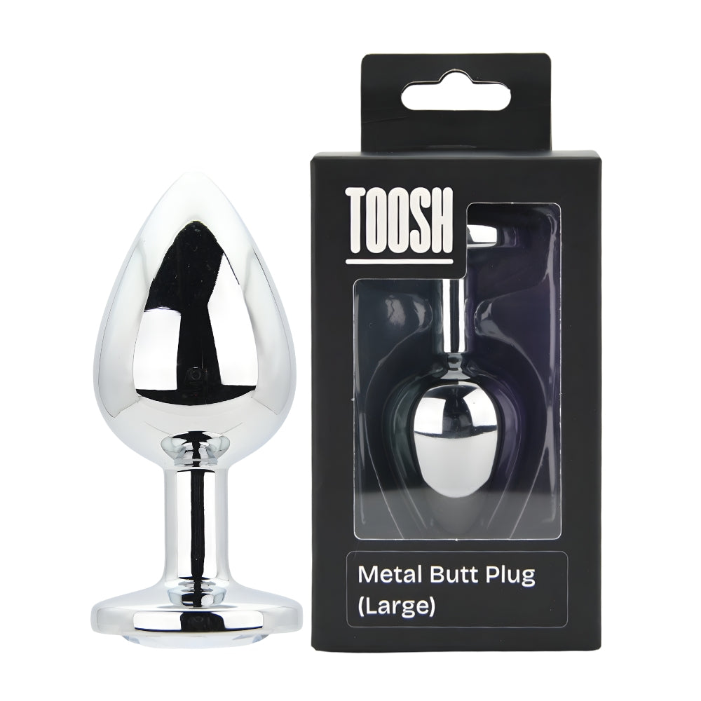 Toosh – Silberfarbener Metall-Analplug mit klarem Stein, groß