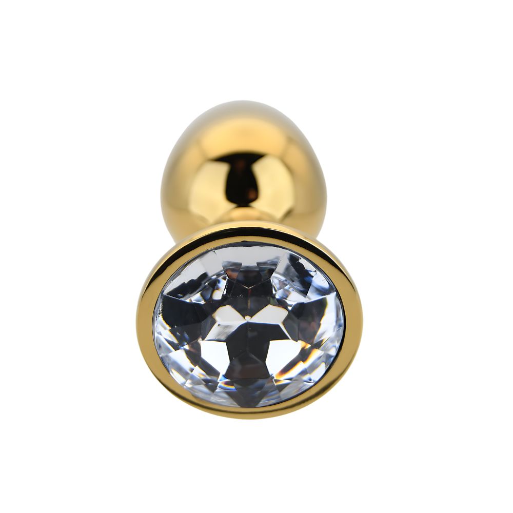 Toosh – Goldfarbener Metall-Analplug mit klarem Stein, klein