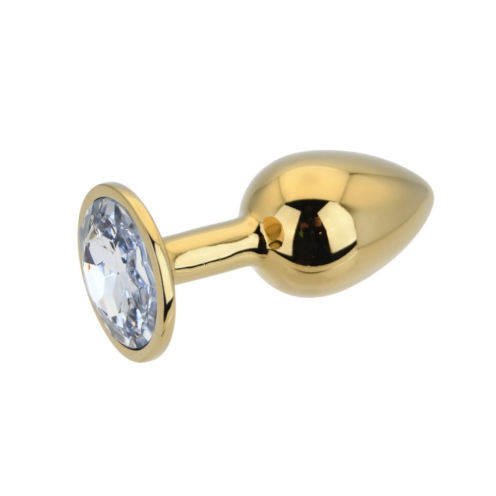 Toosh – Goldfarbener Metall-Analplug mit klarem Stein, klein