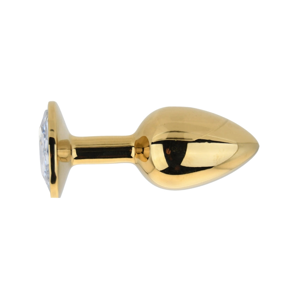 Toosh – Goldfarbener Metall-Analplug mit klarem Stein, klein