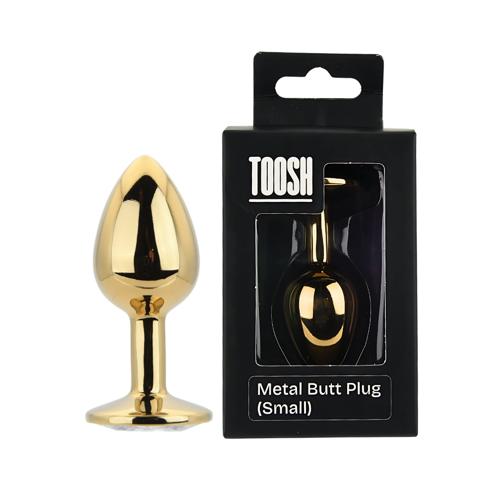 Toosh – Goldfarbener Metall-Analplug mit klarem Stein, klein