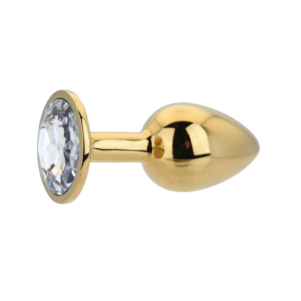 Toosh – Goldfarbener Metall-Analplug mit klarem Stein, klein