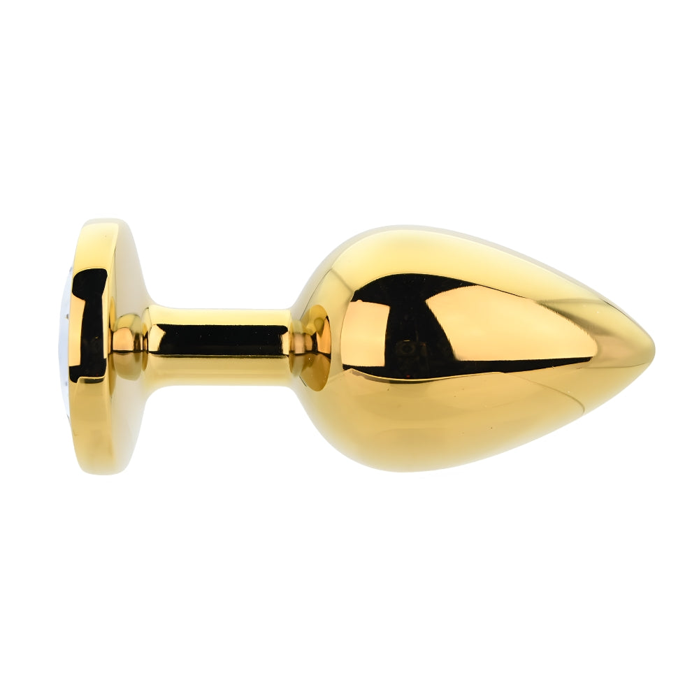 Toosh – Goldfarbener Metall-Analplug mit klarem Stein, groß