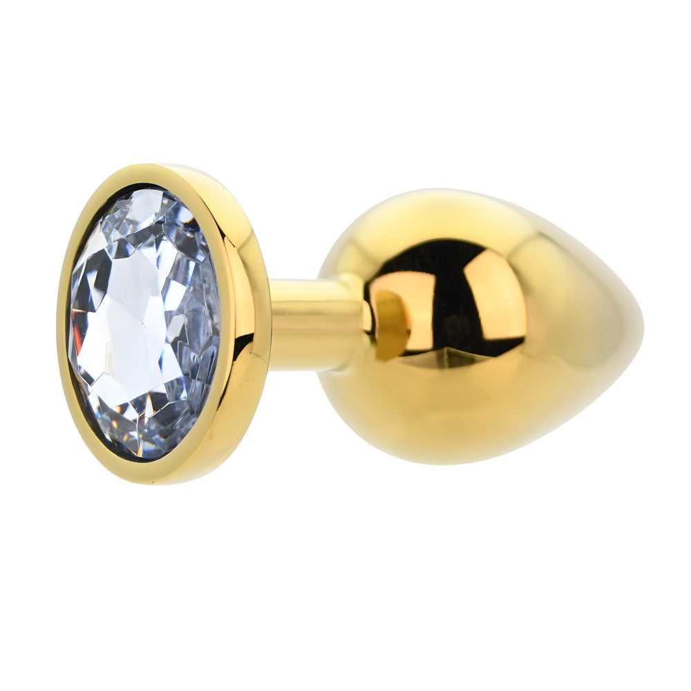 Toosh – Goldfarbener Metall-Analplug mit klarem Stein, groß