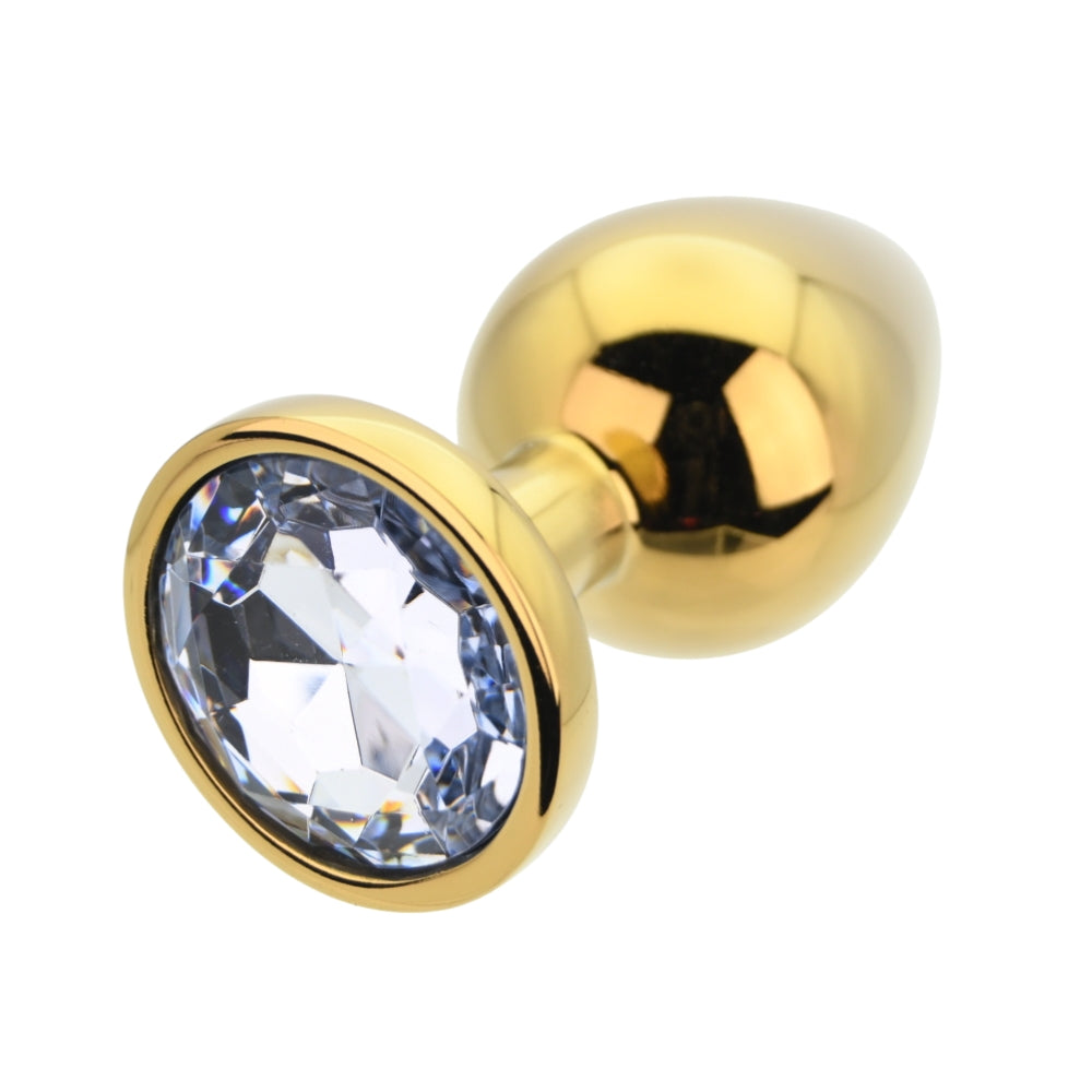 Toosh – Goldfarbener Metall-Analplug mit klarem Stein, groß