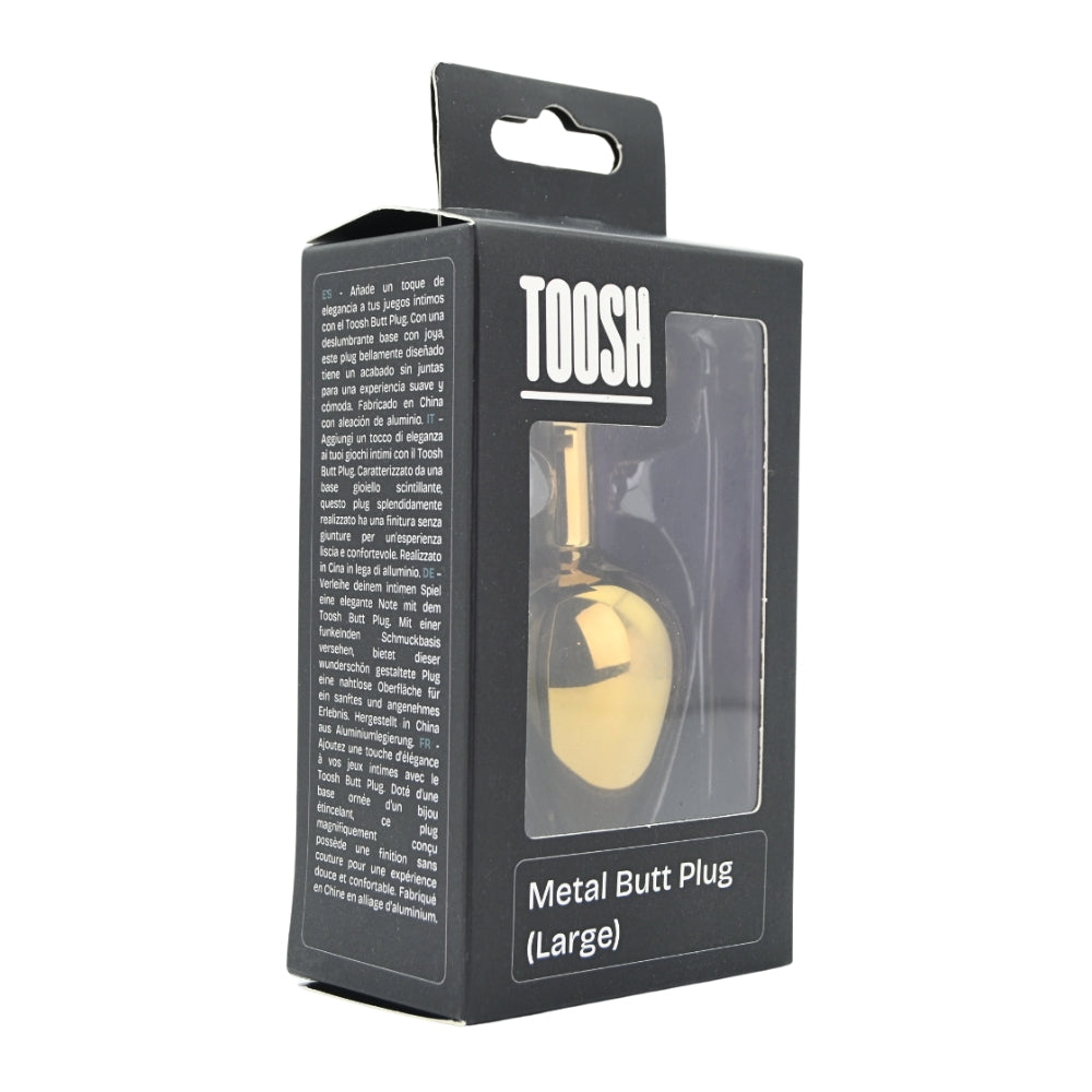 Toosh – Goldfarbener Metall-Analplug mit klarem Stein, groß