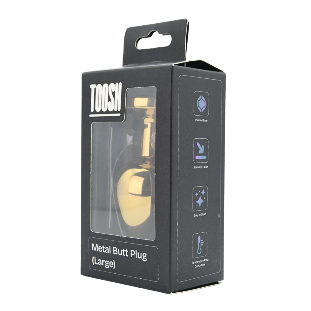 Toosh – Goldfarbener Metall-Analplug mit klarem Stein, groß