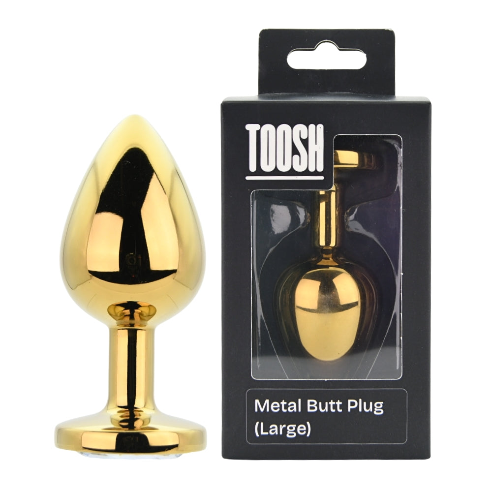 Toosh – Goldfarbener Metall-Analplug mit klarem Stein, groß