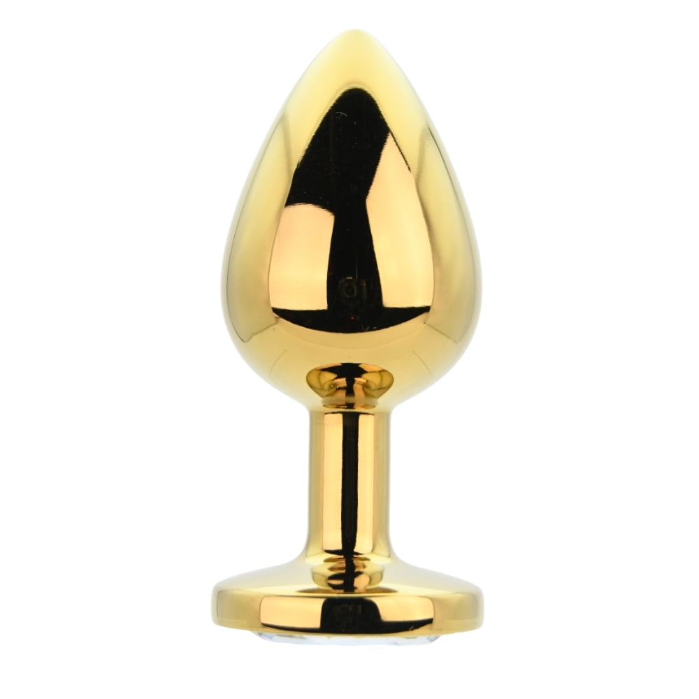 Toosh – Goldfarbener Metall-Analplug mit klarem Stein, groß