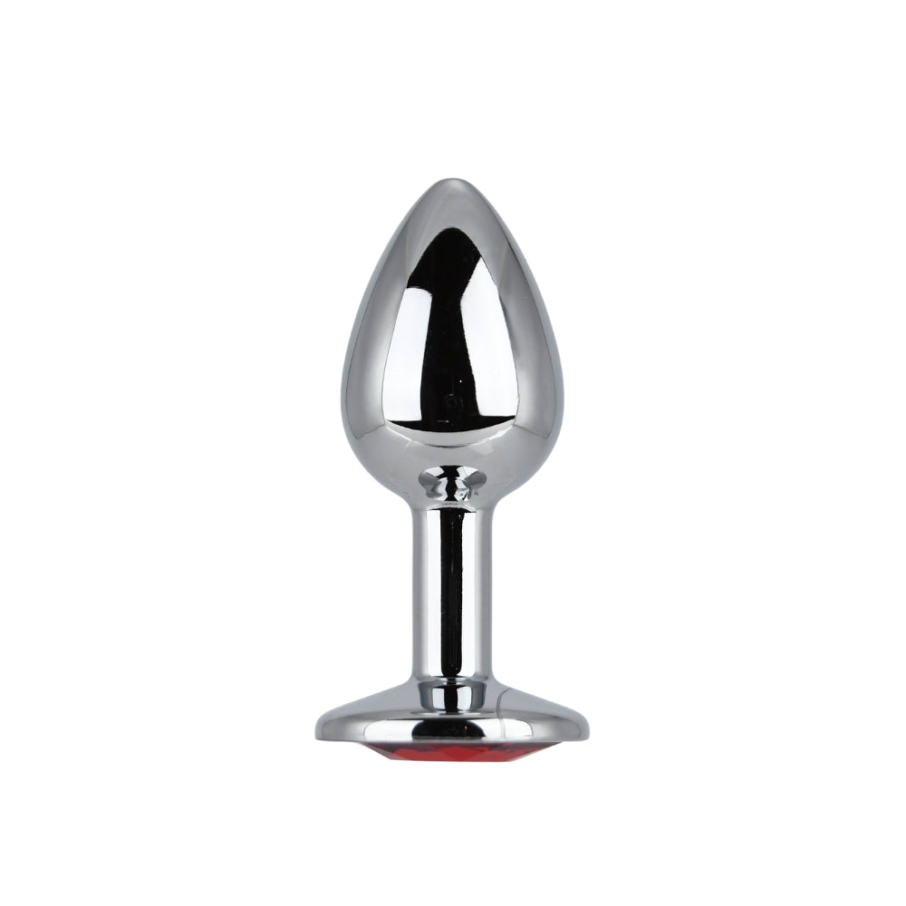 Toosh – Silberfarbener Metall-Analplug mit rotem Stein, klein