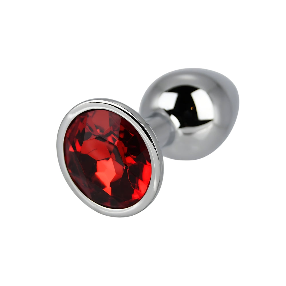 Toosh – Silberfarbener Metall-Analplug mit rotem Stein, klein